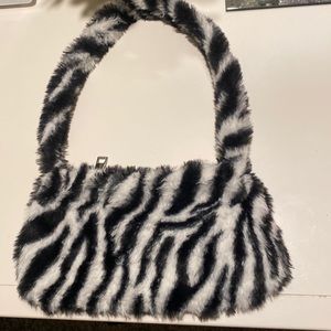 y2k zebra print baguette purse